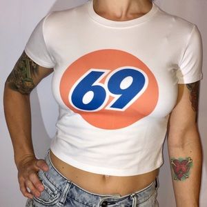 MaryJaneNite 69 Gas Station Crop Tee